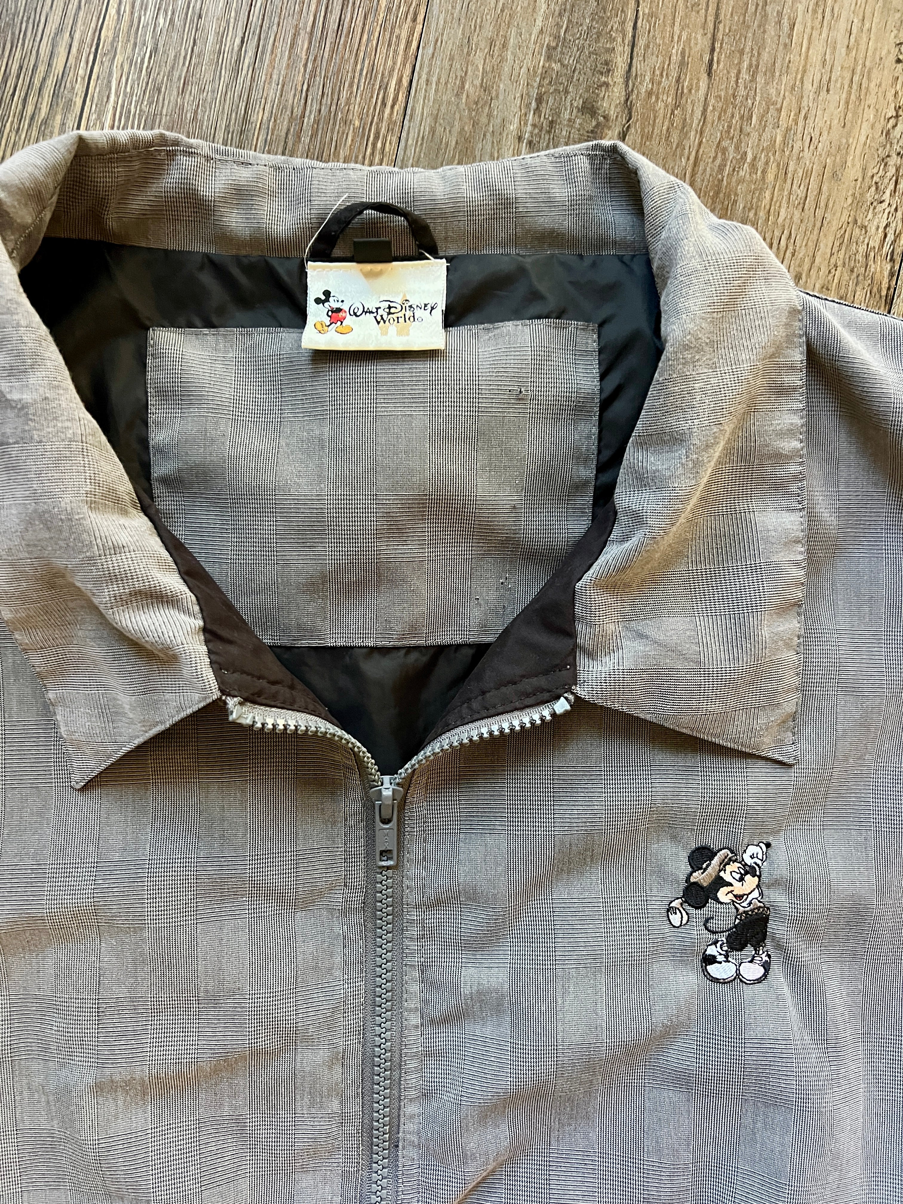 983 -Grey Houndstooth Embroidered Golfing Mickey Golf Jacket - 2XL