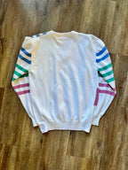 985 -White, Red, Green, & Blue Stripe Embroidered Golfing Mickey Antigua Golf Sweater - XL