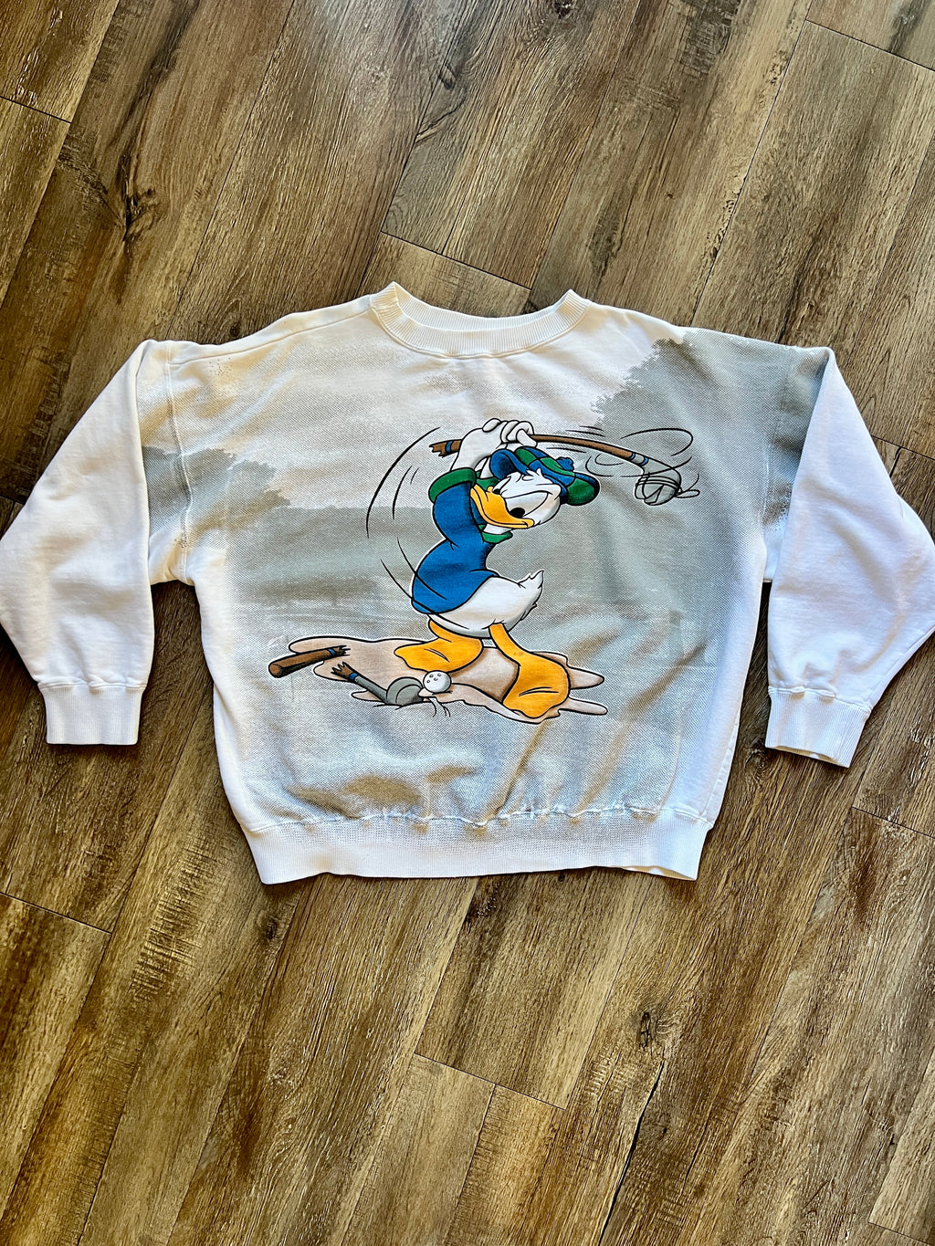 987 -White Golfing Donald FORE Back Hit Crewneck - XL
