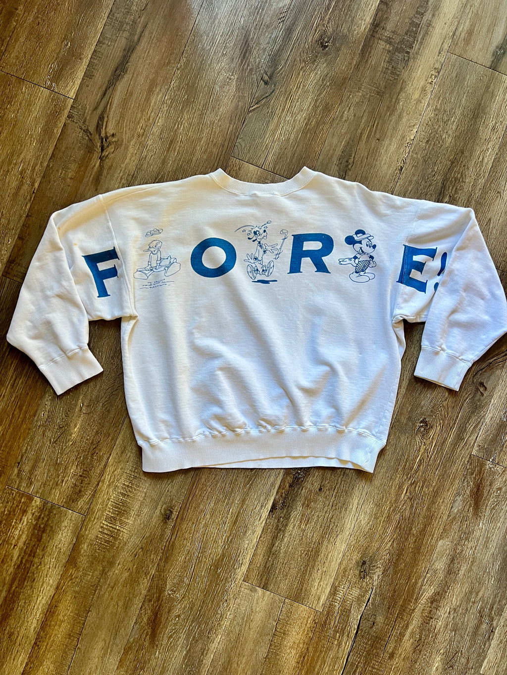 987 -White Golfing Donald FORE Back Hit Crewneck - XL