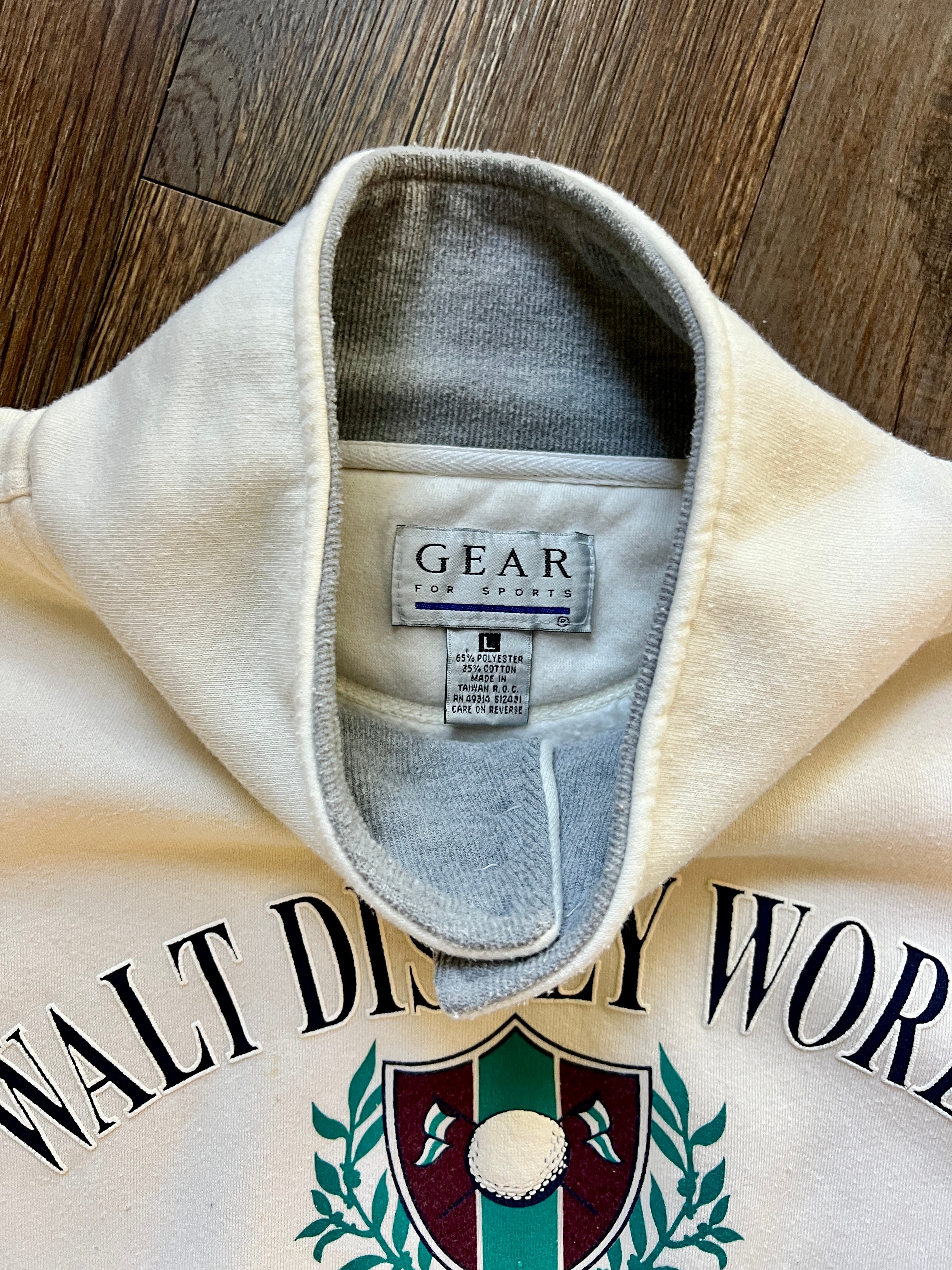 988 -Beige WDW Golf Patch Elbow Sleeve Pullover - L