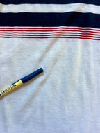 989 -White, Black, & Red Stripe Embroidered Golfing Mickey Aureus Polo - L