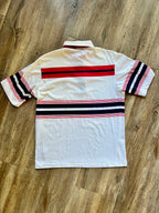 989 -White, Black, & Red Stripe Embroidered Golfing Mickey Aureus Polo - L