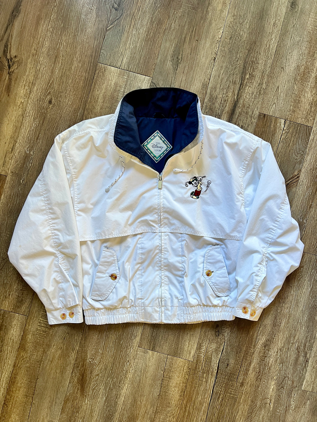 991 -White The Disney Store Embroidered Golfing Mickey Golf Jacket - L
