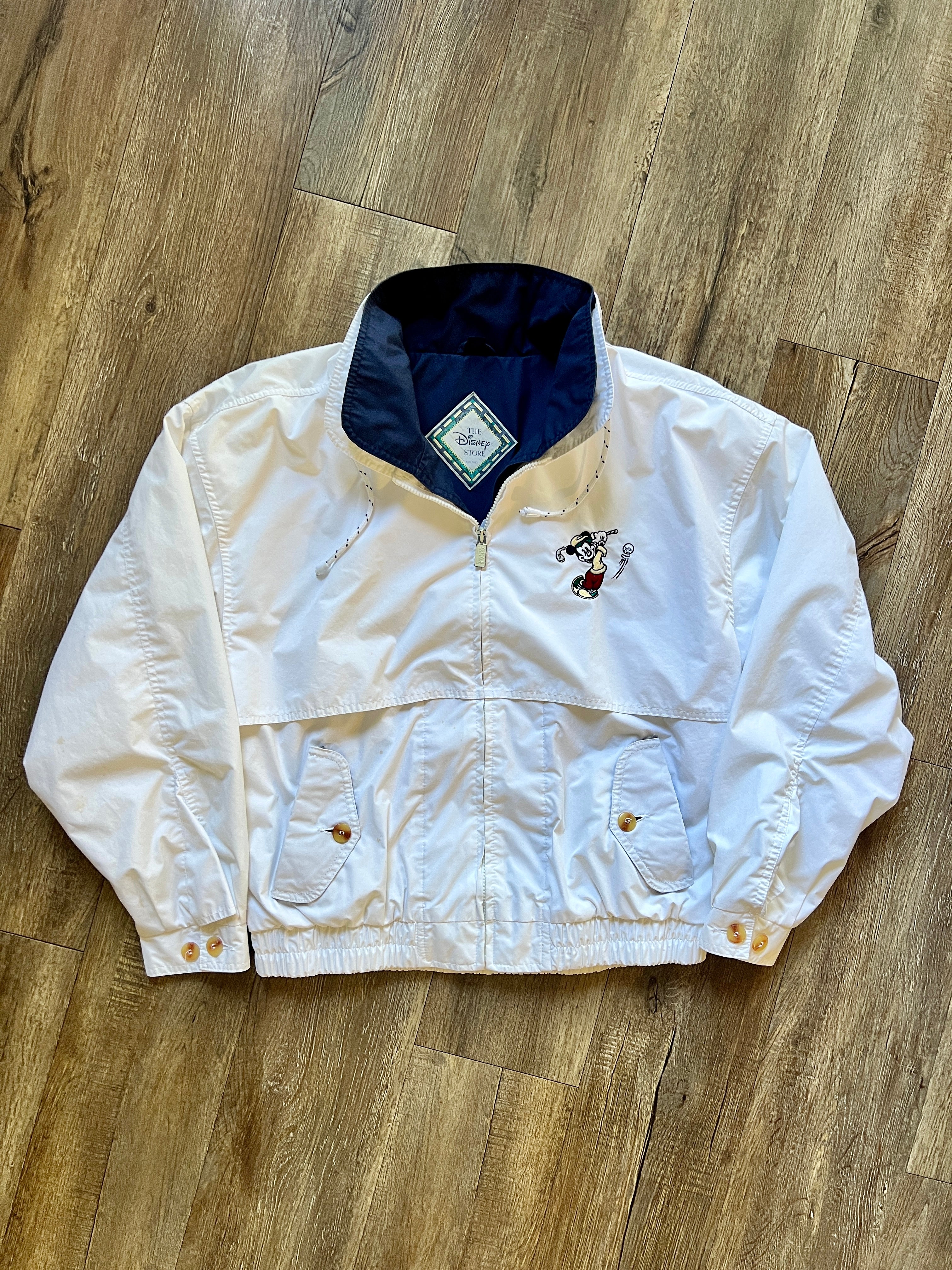 991 -White The Disney Store Embroidered Golfing Mickey Golf Jacket - L