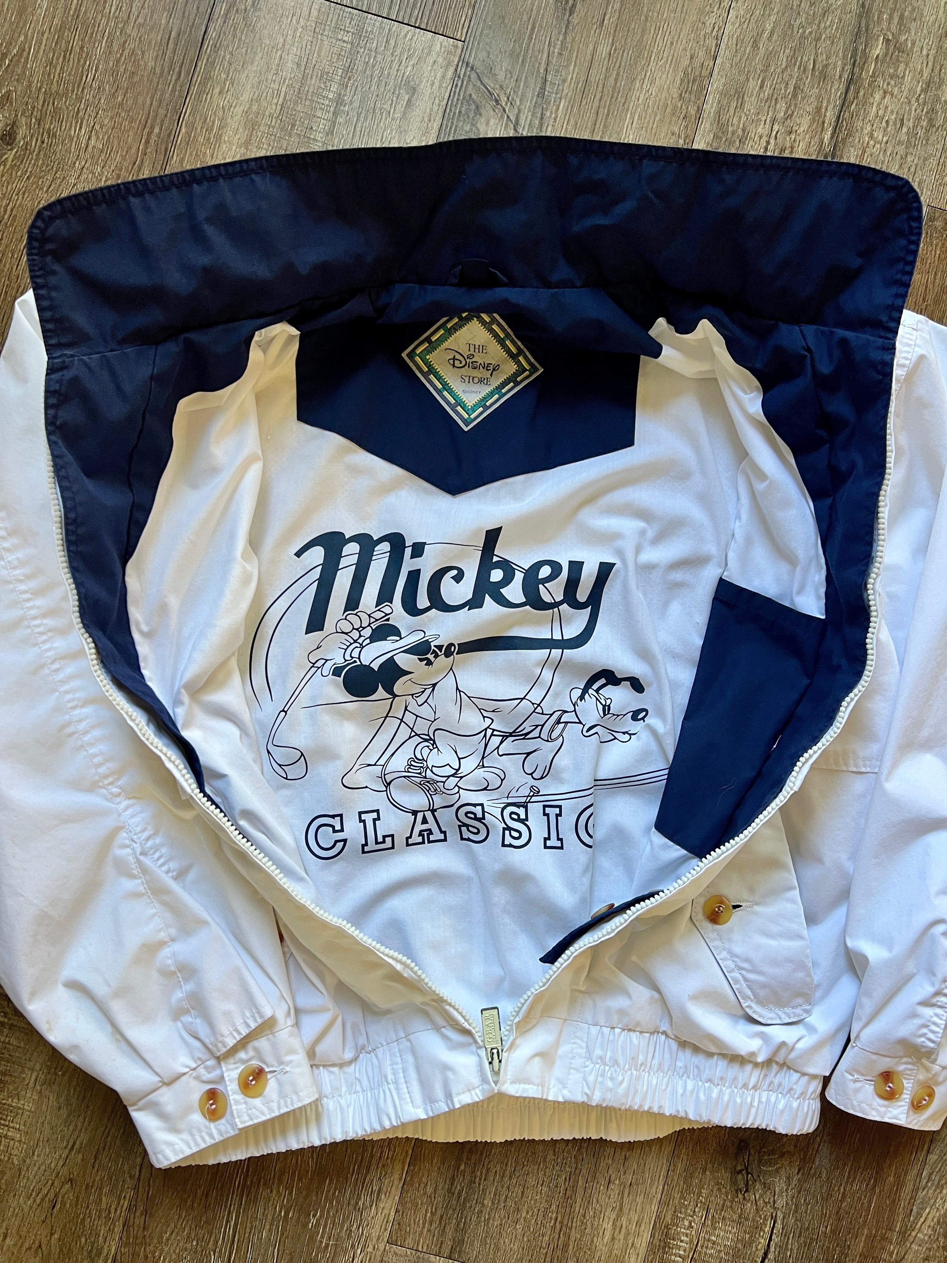 991 -White The Disney Store Embroidered Golfing Mickey Golf Jacket - L
