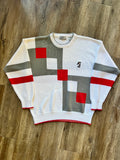 992 -White, Grey, & Red Embroidered Golfing Mickey Golf Sweater - XL