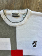 992 -White, Grey, & Red Embroidered Golfing Mickey Golf Sweater - XL