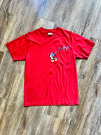 993 -Red Embroidered Mickey Golf Clubs in Pocket Shirt - M