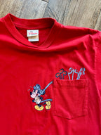 993 -Red Embroidered Mickey Golf Clubs in Pocket Shirt - M