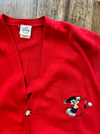 995 -Red The Disney Store Embroidered Golfing Mickey Button Up Sweater Vest - M