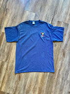 997 -Navy Single Stitch Embroidered Golfing Mickey Velva Sheen Shirt - XL