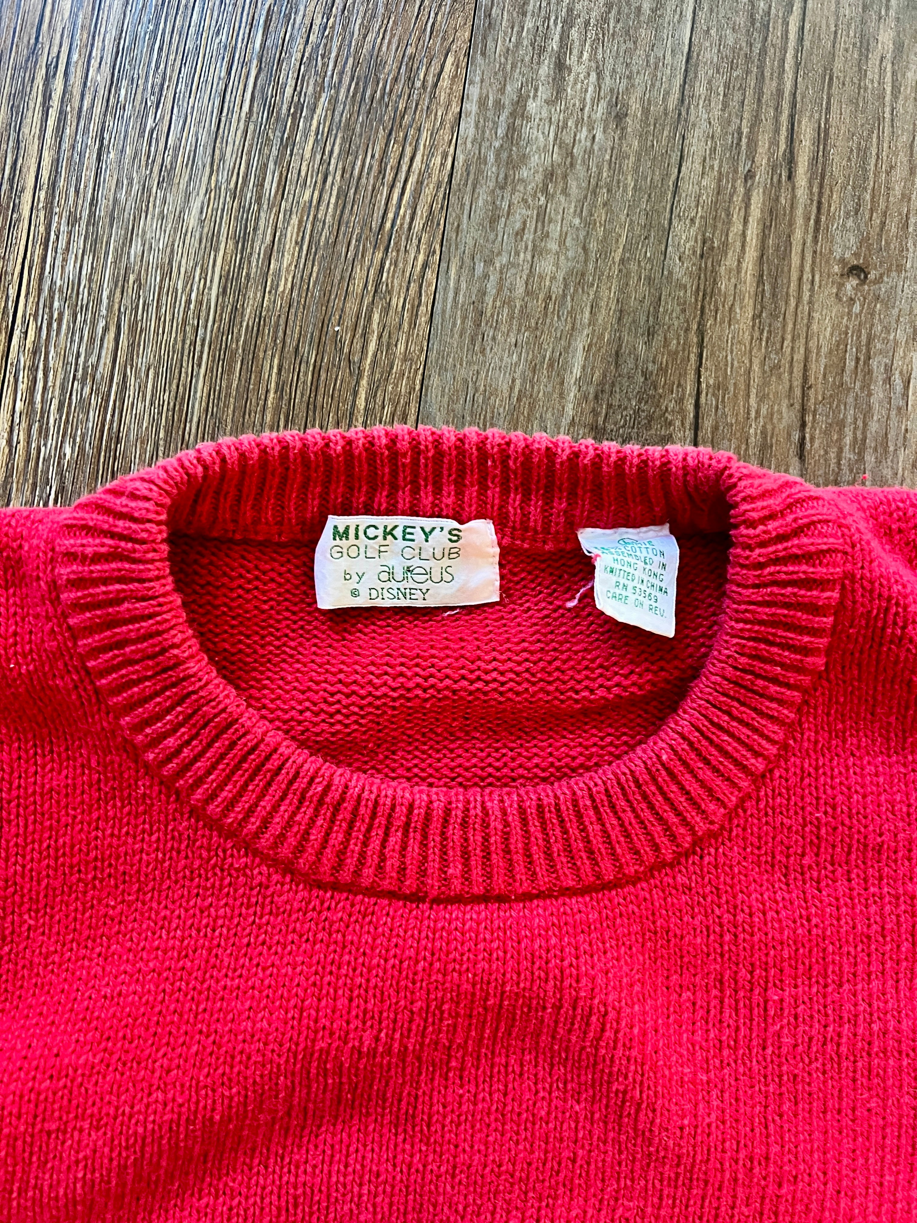 1001 -Red Mickey's Golf Club by Aureus Golfing Mickey Sweater - L