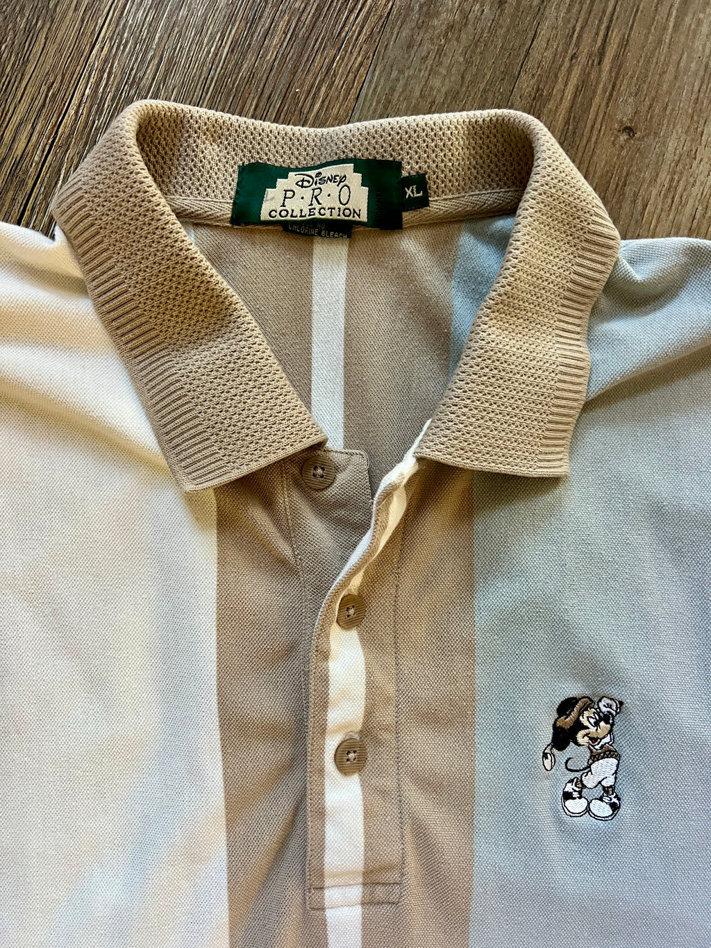 1011 -Black, White, Grey, Tan Colorblock Embroidered Mickey Golf Pro Polo - XL