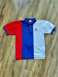 1005 -Red, White, & Blue Large Stripe Embroidered Golfing Mickey Pocket Polo - M