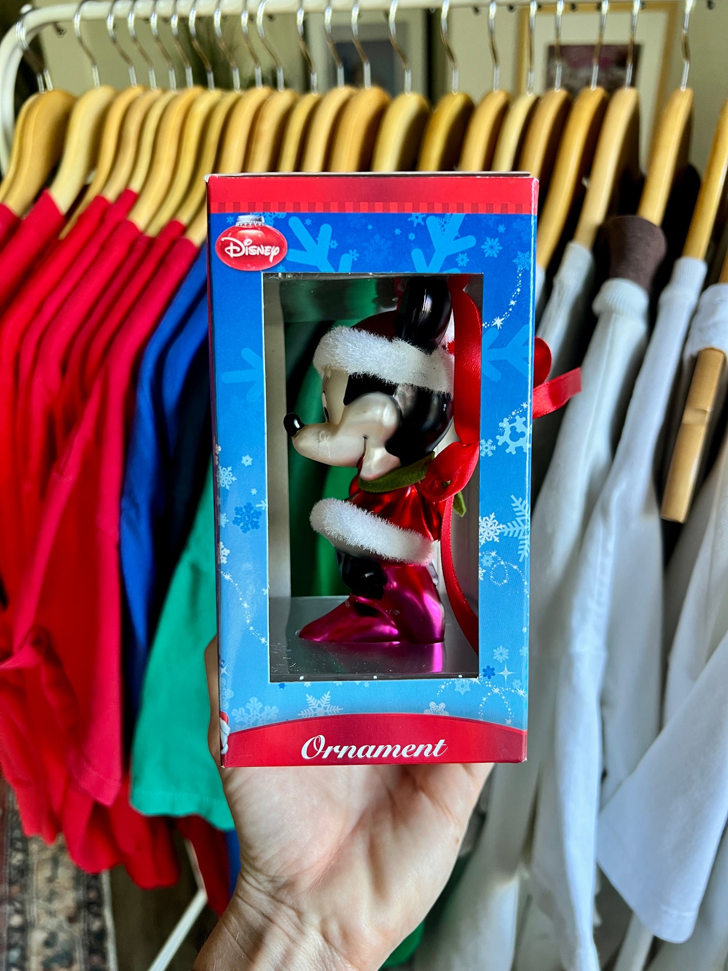 429 -Santa Minnie Mouse Blown Glass Ornament