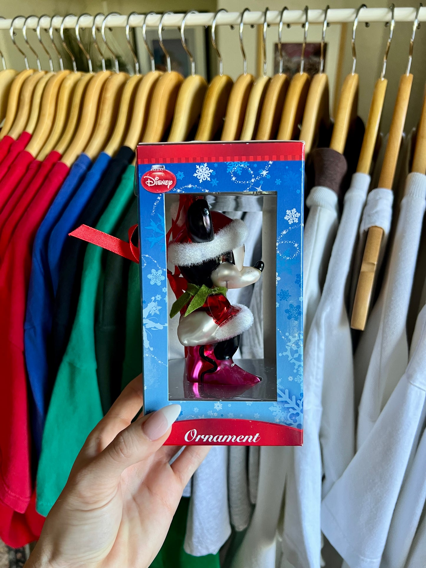 429 -Santa Minnie Mouse Blown Glass Ornament