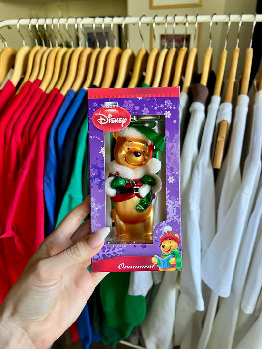 430 -Santa Winnie The Pooh Blown Glass Ornament