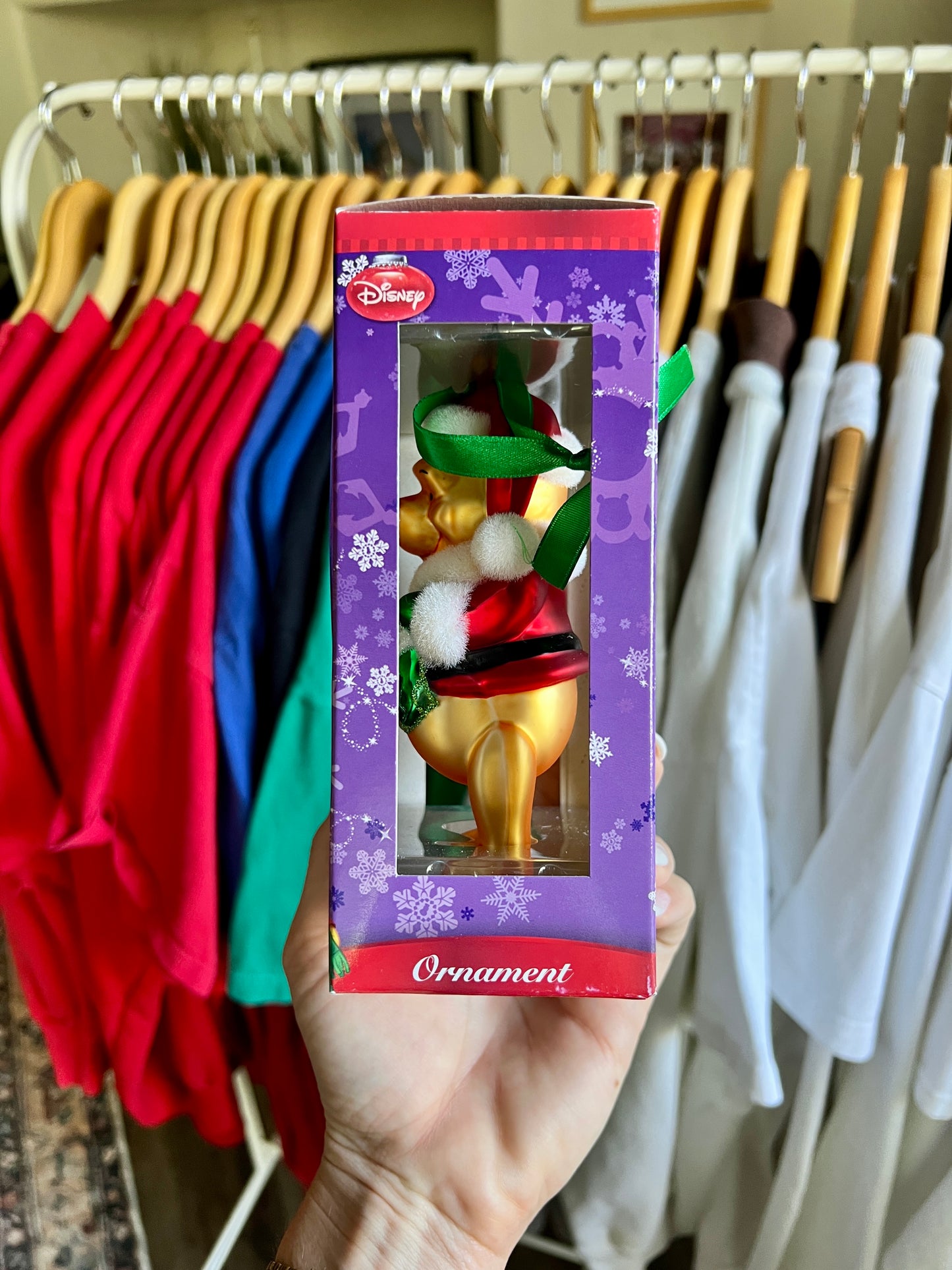 430 -Santa Winnie The Pooh Blown Glass Ornament