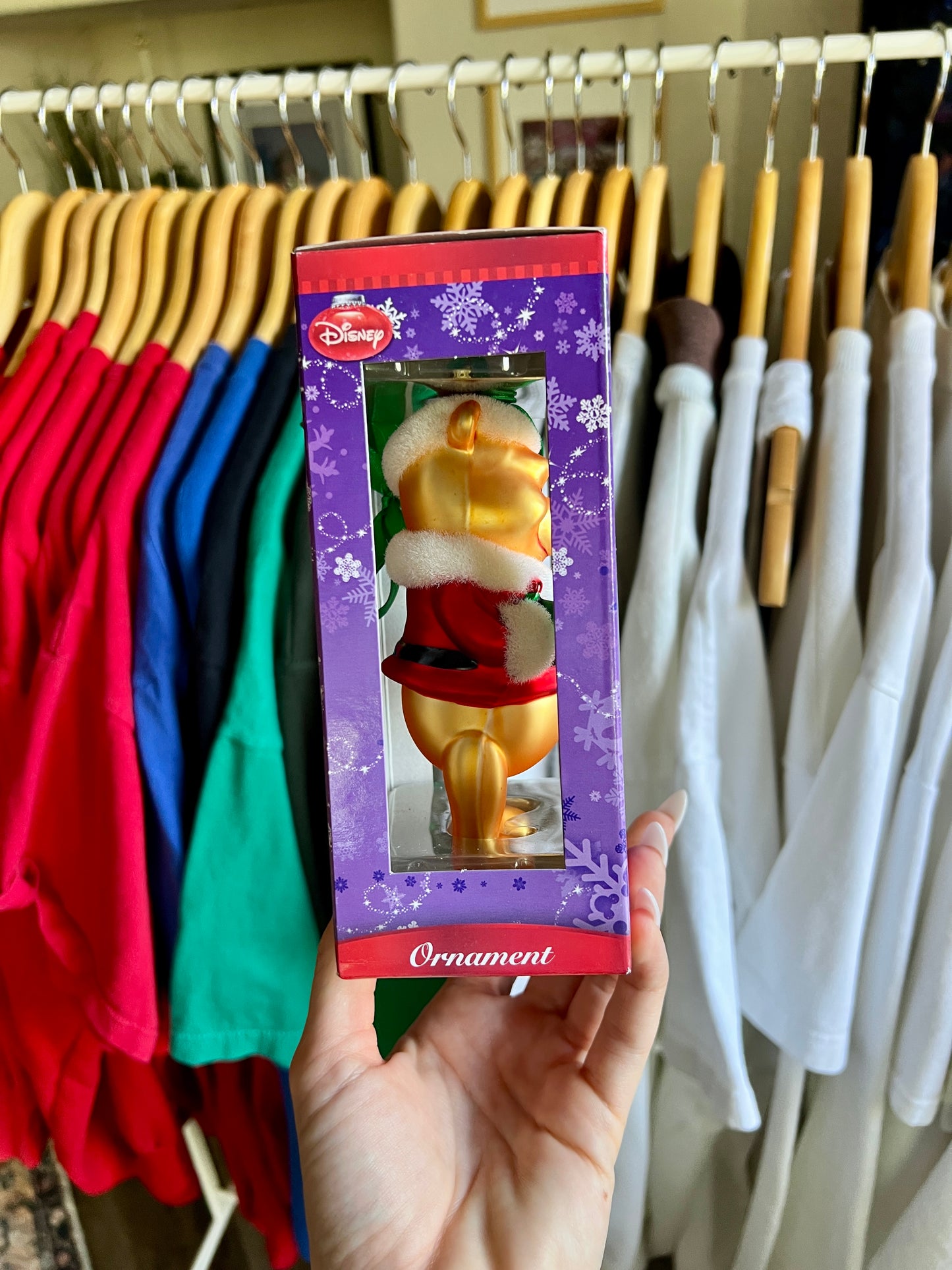 430 -Santa Winnie The Pooh Blown Glass Ornament