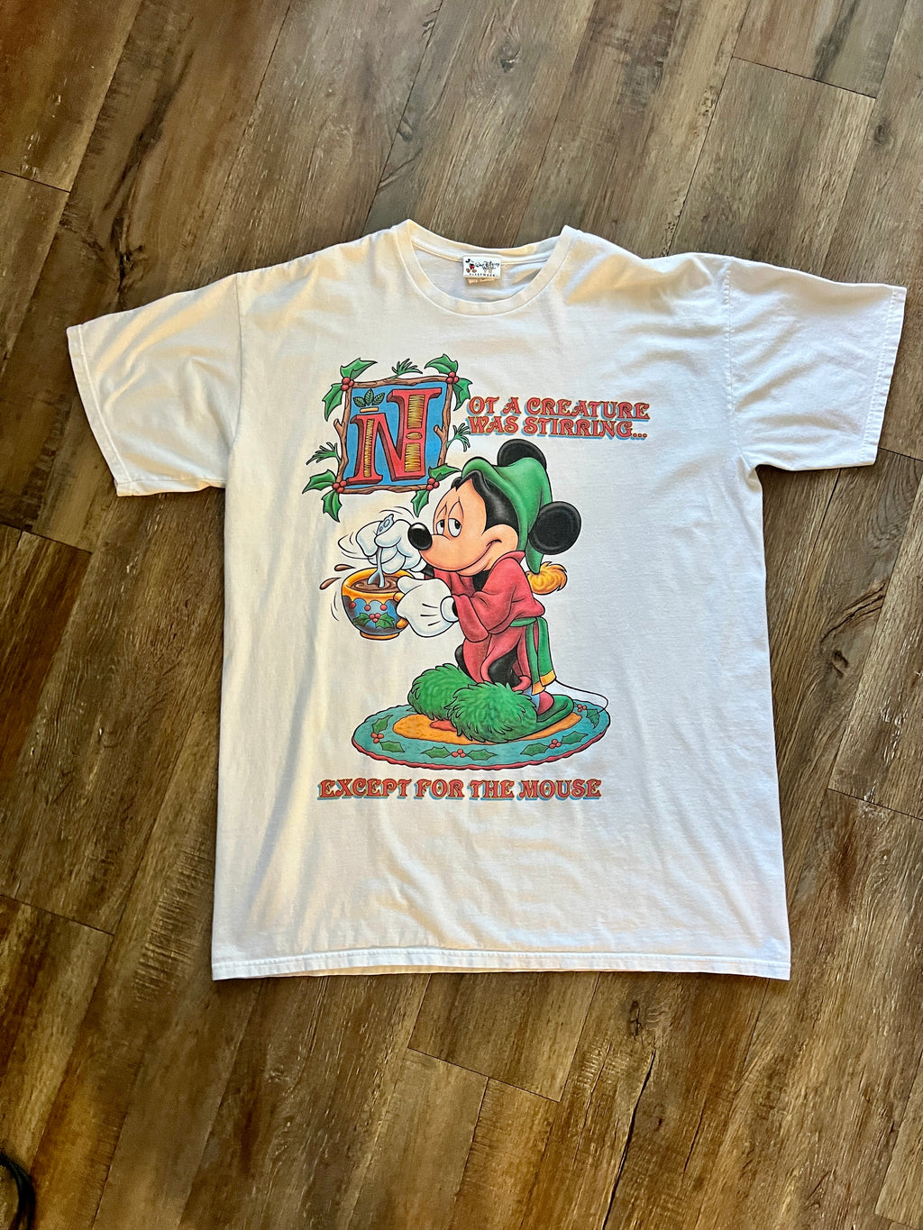 403 -White Not A Creature Was Stirring Mickey Sleep Shirt - OSFA