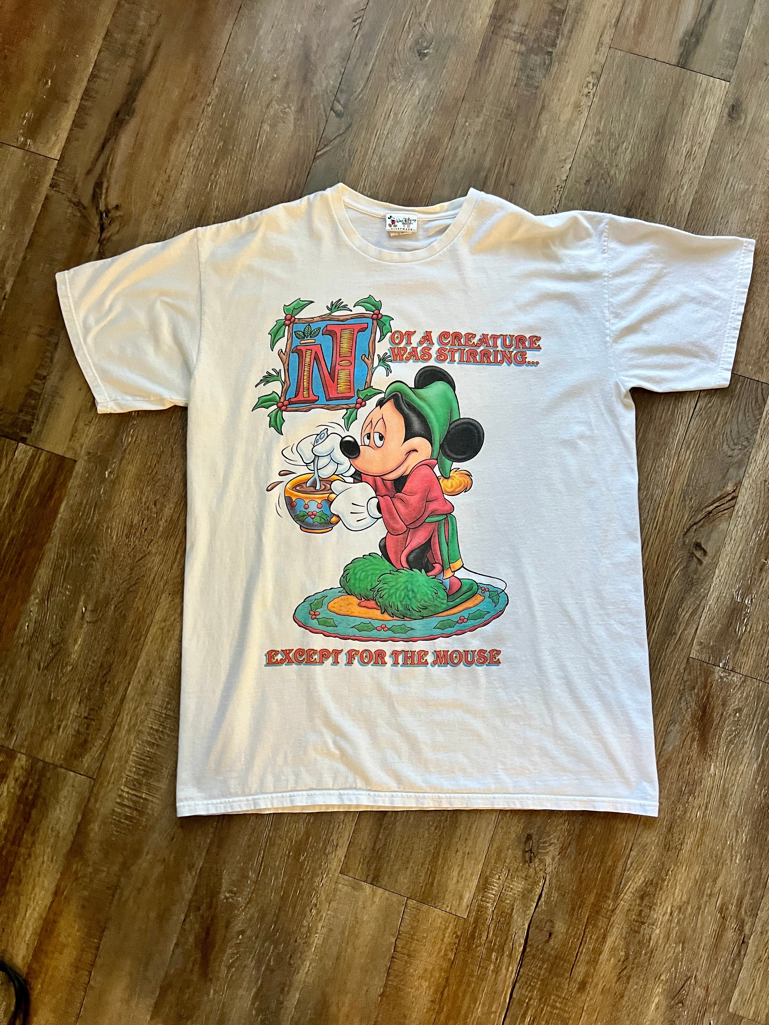 403 -White Not A Creature Was Stirring Mickey Sleep Shirt - OSFA