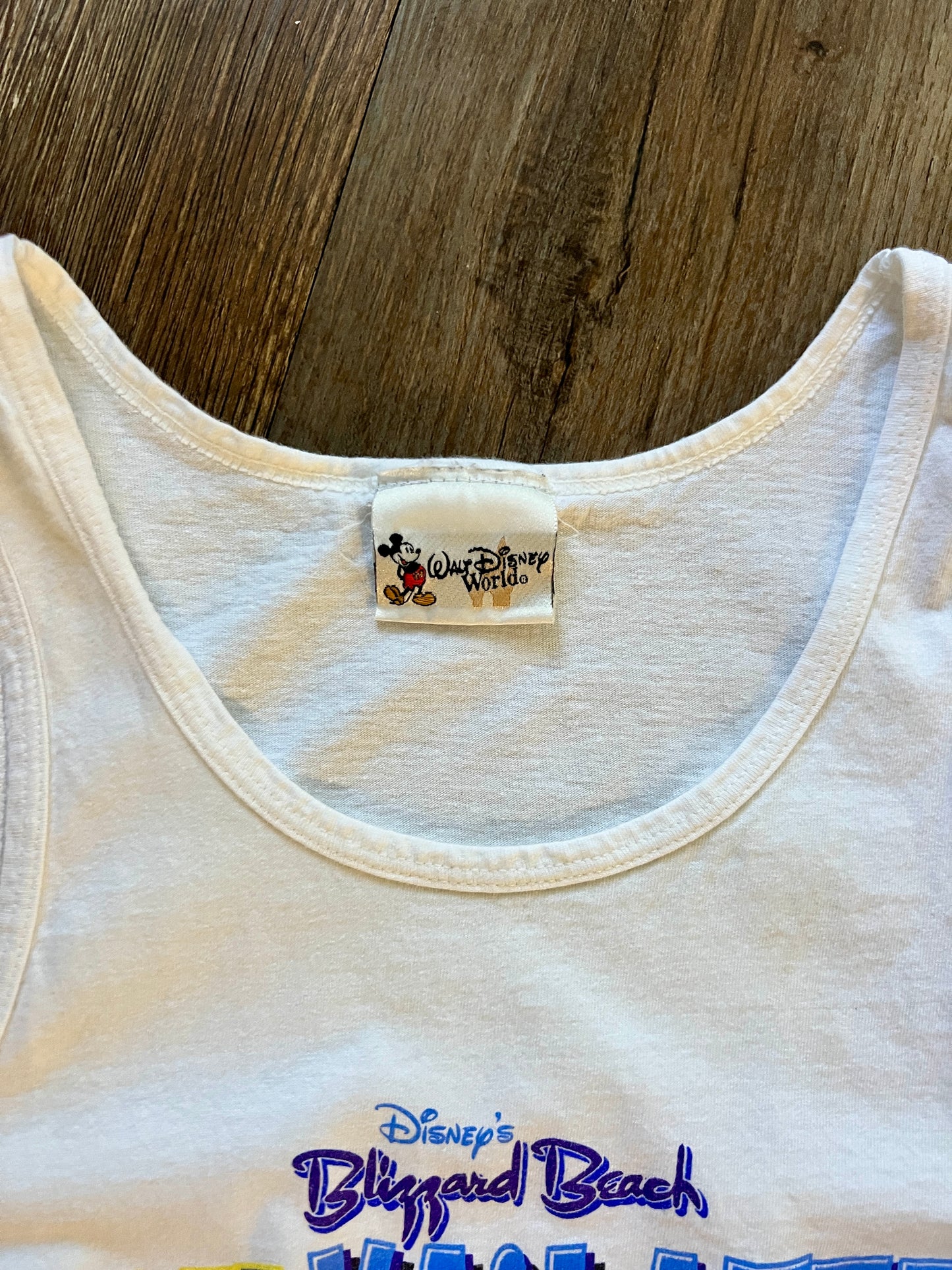 399 -White Blizzard Beach Ski Ya Later Alligator Tank  - M