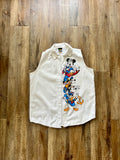 164 -White Sailor Mickey and Friends Button Up Sleeveless Shirt L