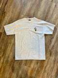 396 -Grey Embroidered Santa Mickey Striped Shirt - L