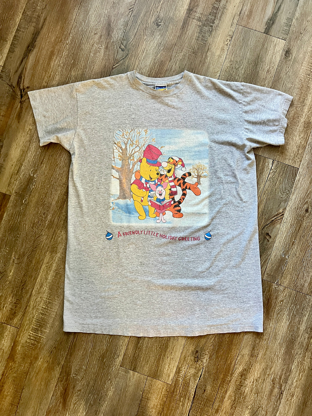 394 -Grey WTP, Piglet, & Tigger Friendly Little Holiday Greeting Sleep Shirt - OSFA