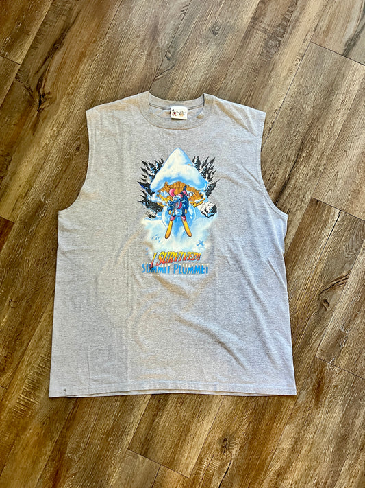 393 -Grey Blizzard Beach I Survived Summit Plummit Sleeveless Shirt - 2X