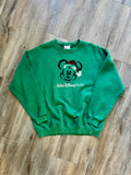 392 -Green Fuzzy Santa Mickey Hat WDW Logo Crewneck - XL