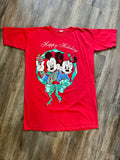 383 -Red Mickey & Minnie Wreath Happy Holidays Sleep Shirt - OSFA / NT
