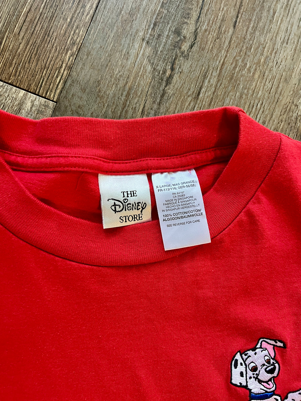 414 -Red Embroidered 101 Dalmatians Doggy Door Pocket Shirt - XL