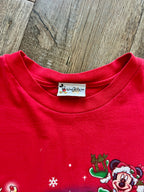 382 -Red Mickey & Pluto Reindeer Sleigh Shirt - L