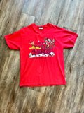 382 -Red Mickey & Pluto Reindeer Sleigh Shirt - L