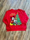 380 -Red Mickey Christmas Tree Merry Christmas Crewneck - L