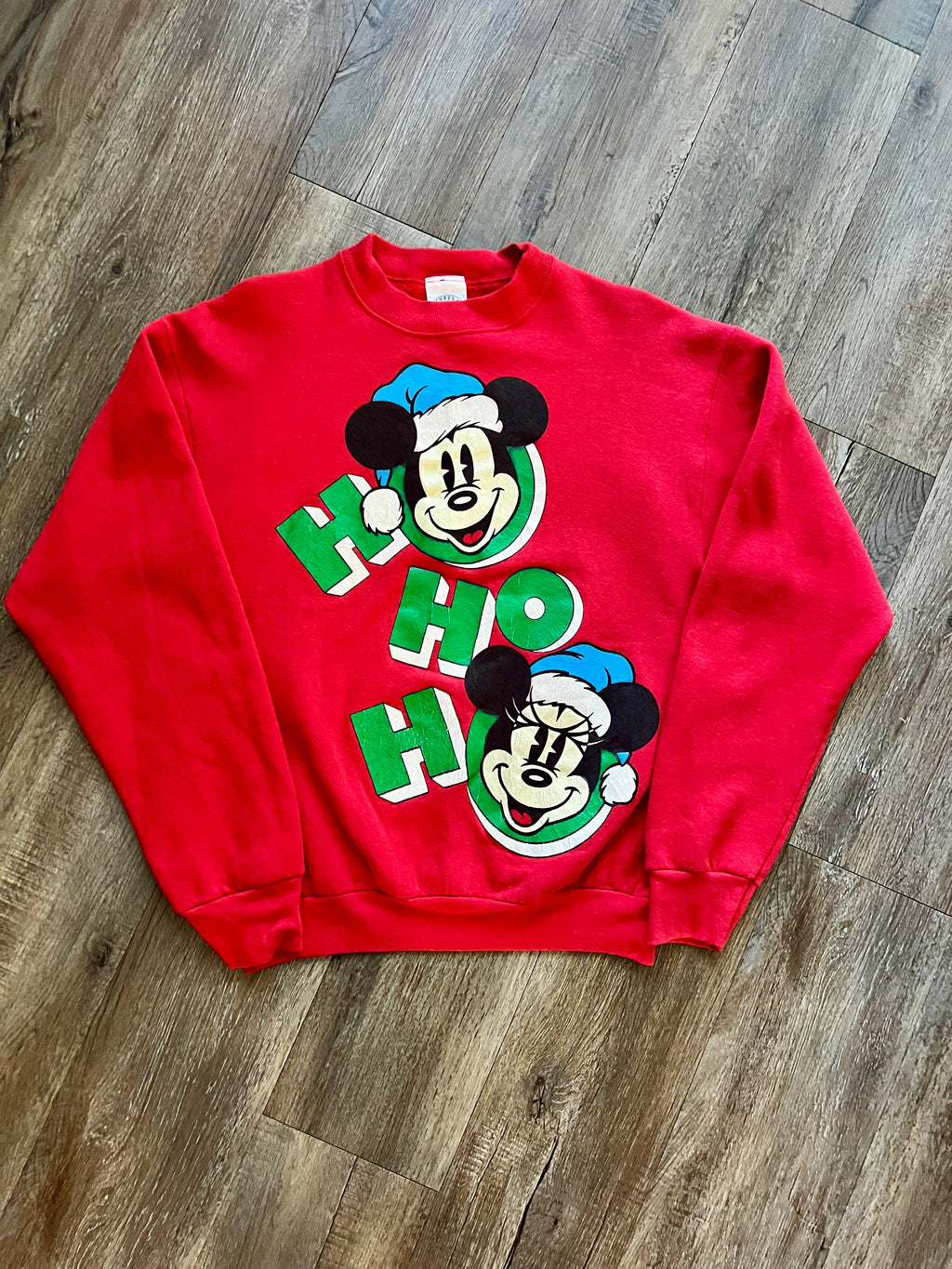 379 -Red Mickey & Minnie Ho Ho Ho Crewneck - L