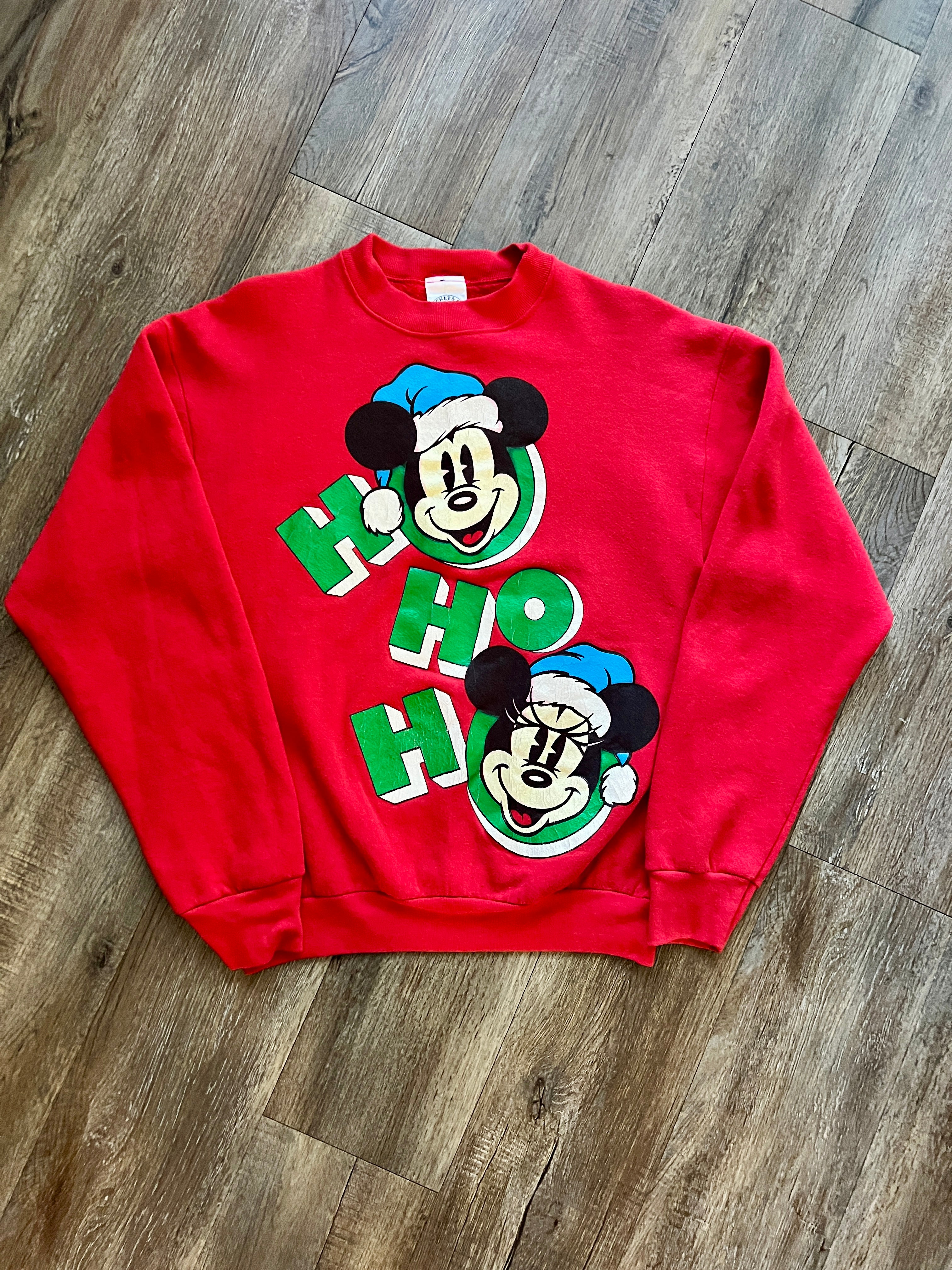 379 -Red Mickey & Minnie Ho Ho Ho Crewneck - L