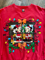 377 -Red Mickey & Minnie Window Christmas Lights Crewneck - XL
