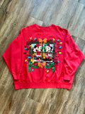 377 -Red Mickey & Minnie Window Christmas Lights Crewneck - XL