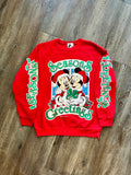 419 -Red Mickey & Minnie Season's Greetings Crewneck - M