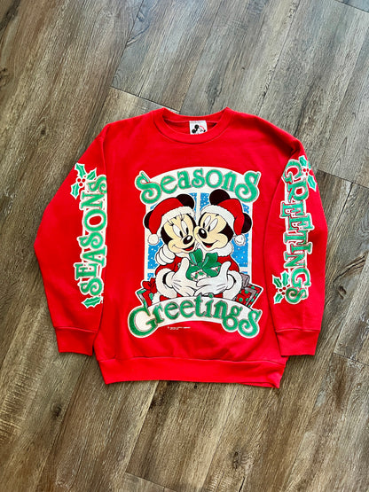 419 -Red Mickey & Minnie Season's Greetings Crewneck - M