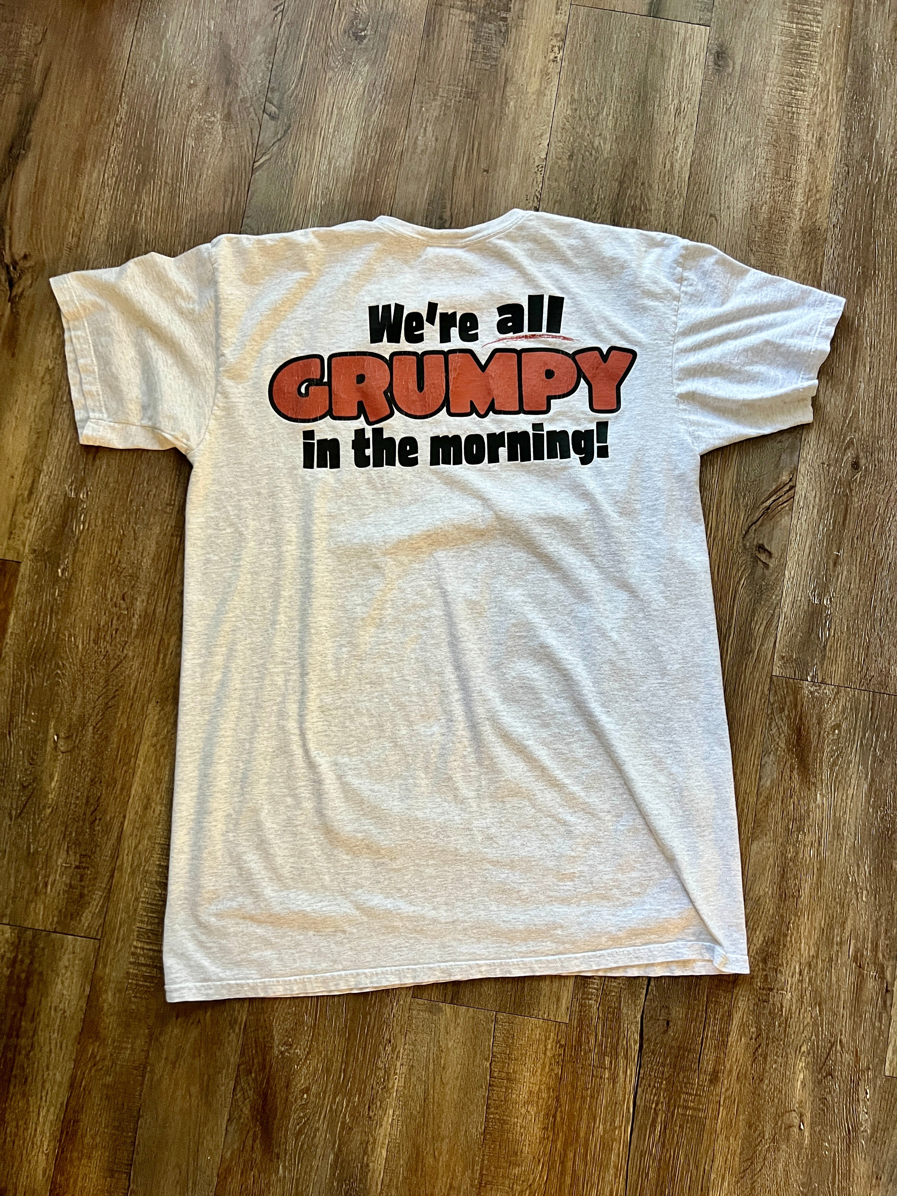 421 -Grey We're All A Little Grumpy In The Morning Seven Dwarfs Sleep Shirt - OSFA