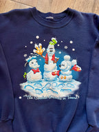 408 -Navy Snowman Mickey, Donald, Goofy The Coolest Friends in Town Crewneck - XL / NT