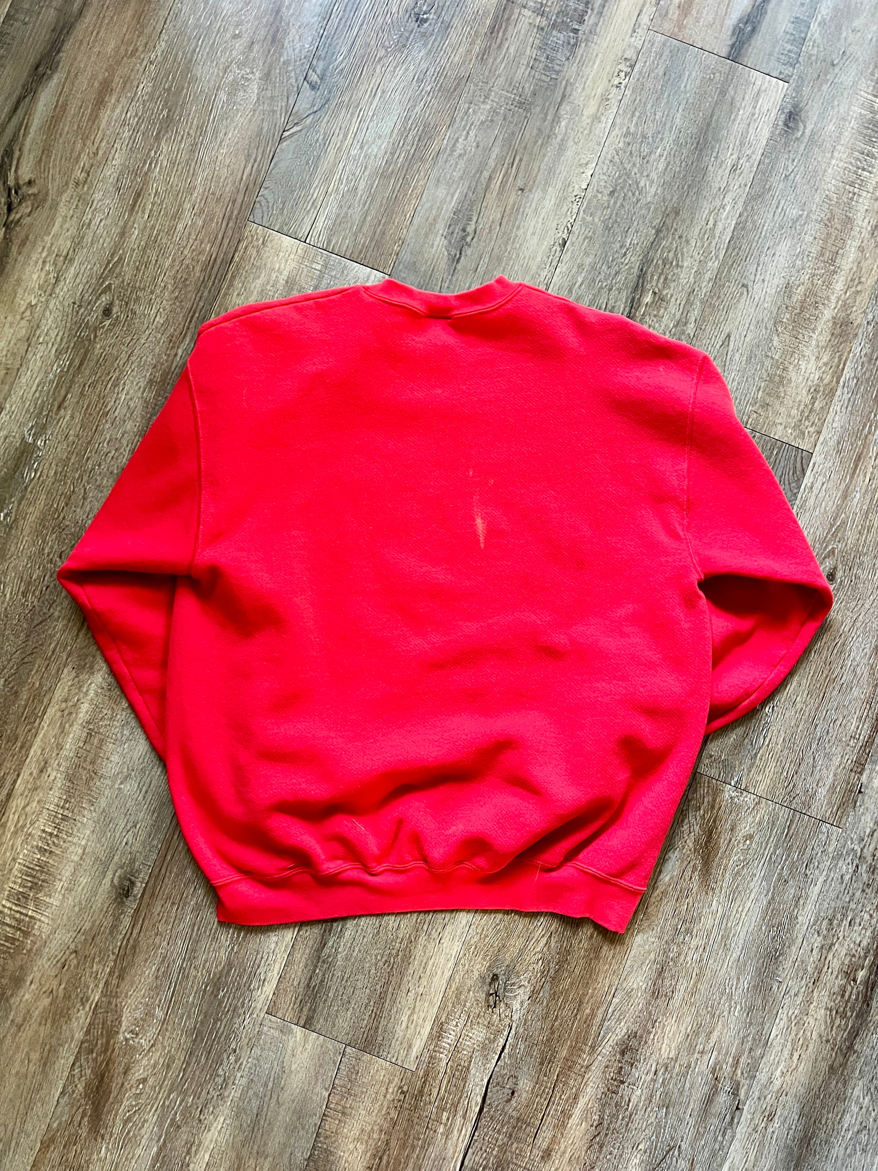 409 -Red Fuzzy Santa Mickey Walt Disney World Logo Crewneck - XL