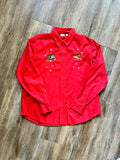 410 -Red Mickey & Pluto Christmas Tree Button Up - XL