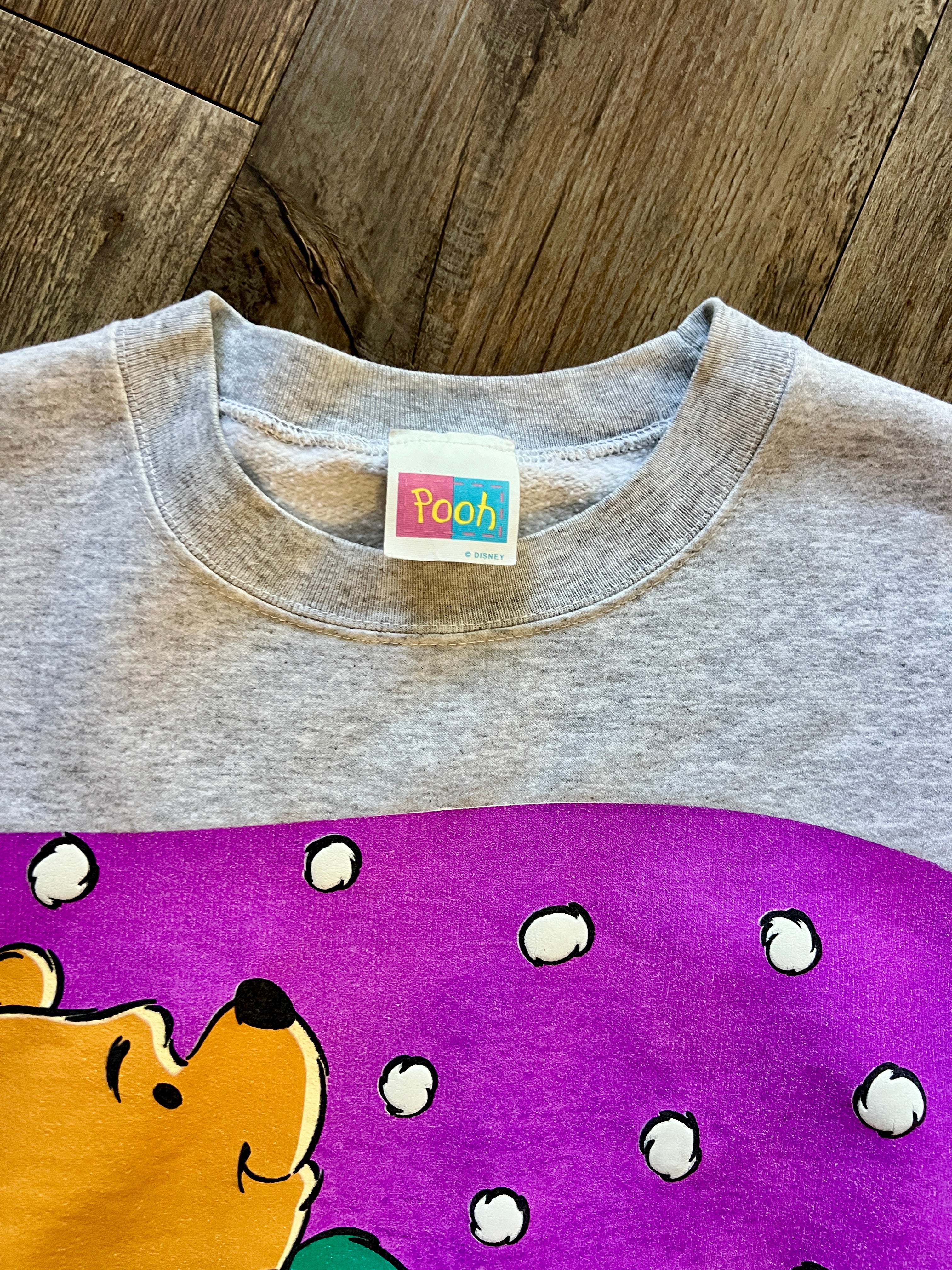 428 -Grey Winnie The Pooh Snowfall Crewneck - L