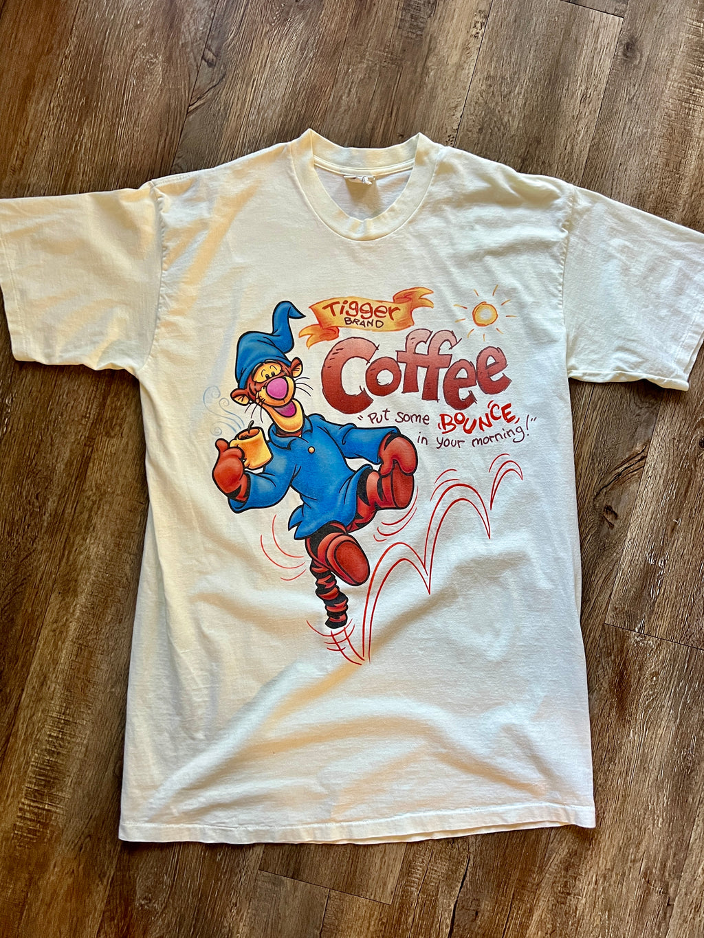 425 -Cream Tigger Brand Coffee Sleep Shirt - OSFA