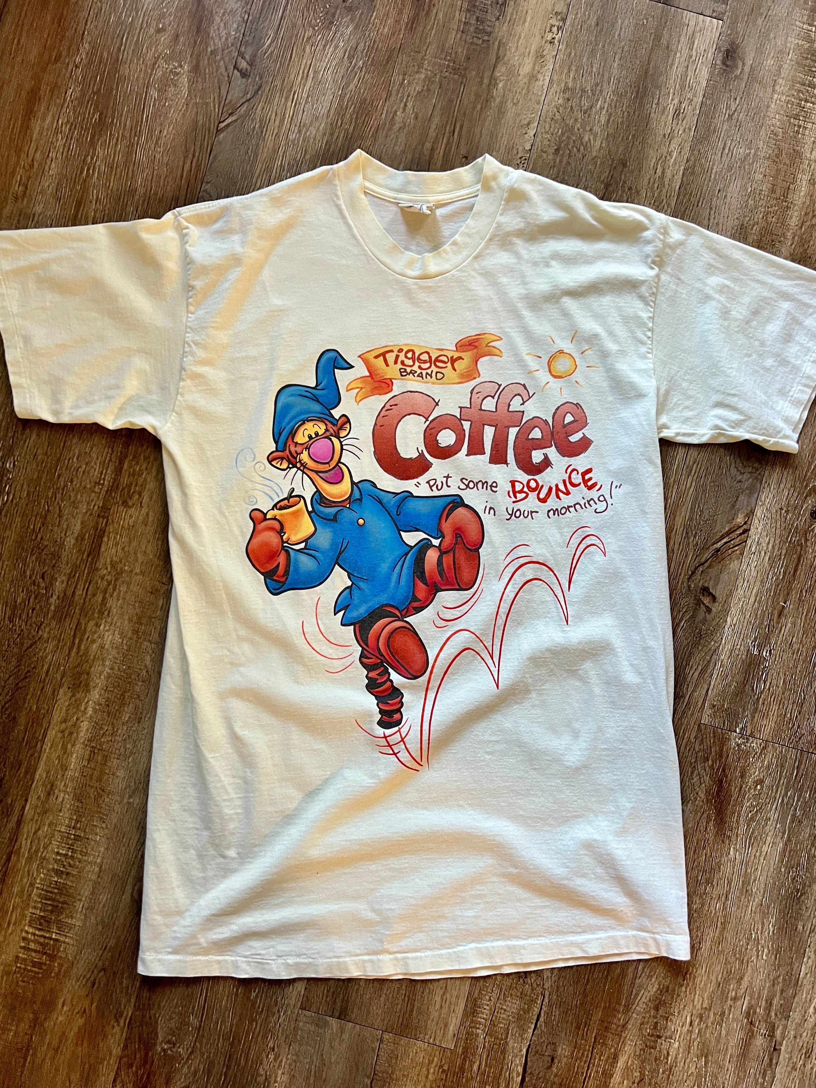 425 -Cream Tigger Brand Coffee Sleep Shirt - OSFA